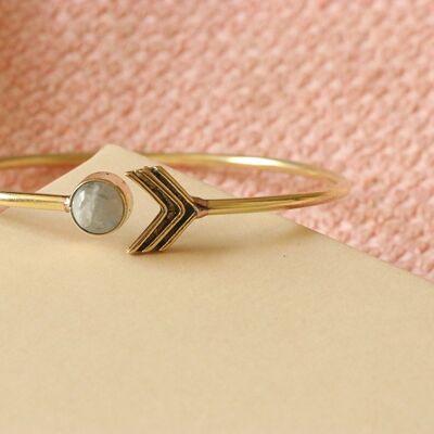 Arrow Stone Bangle Bracelet - Gold & White