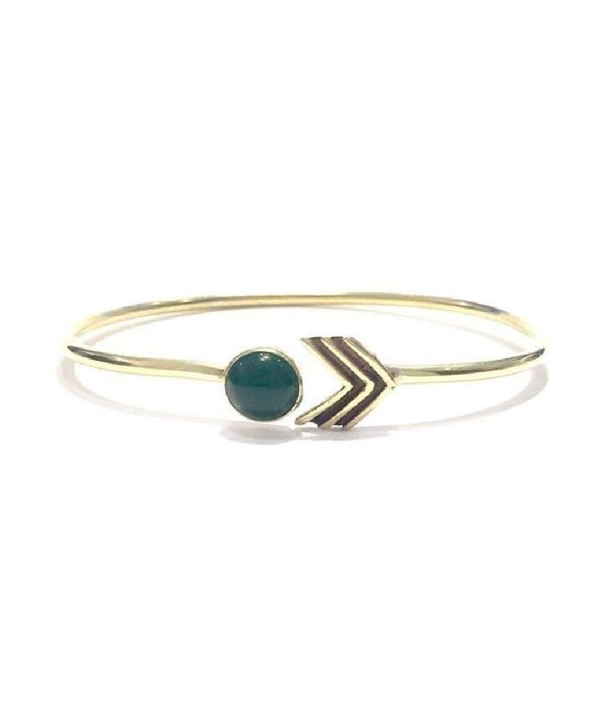 Brazalete Rígido Arrow Stone - Dorado y Verde