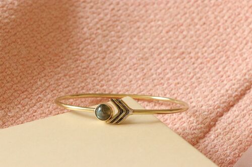 Arrow Stone Bangle Bracelet - Gold & Grey