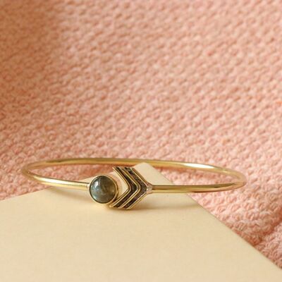 Arrow Stone Bangle Bracelet - Gold & Grey