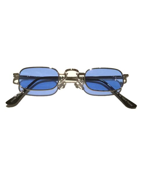 Slim Rectangle Sunglasses - Blue & Silver