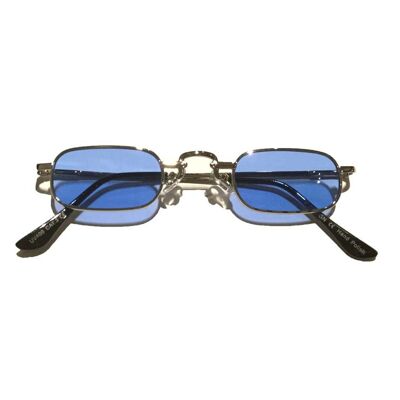 Slim Rectangle Sunglasses - Blue & Silver