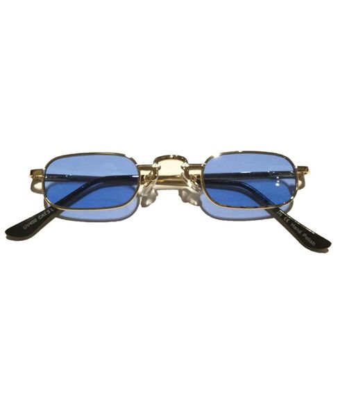 Slim Rectangle Sunglasses - Blue & Gold
