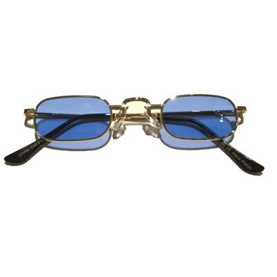 Schlanke rechteckige Sonnenbrille - Blau & Gold