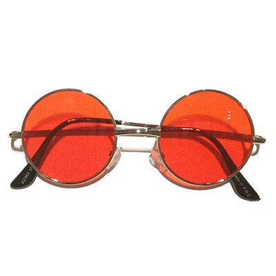 Lunettes de soleil à petit verre rond - Rouge