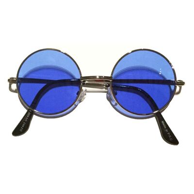 Lunettes de soleil à petit verre rond - Bleu