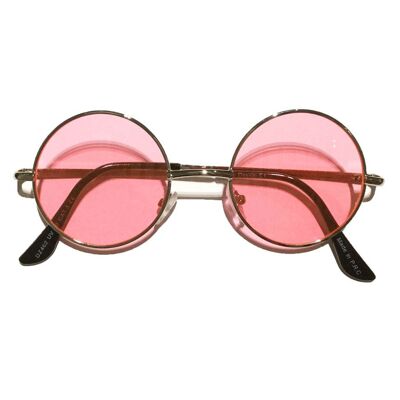 Lunettes de soleil à petit verre rond - Rose