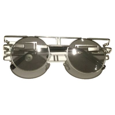 Round Retro Frame Sunglasses - Silver
