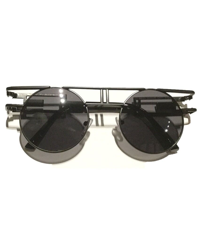Gafas de sol con montura retro redonda - Negro