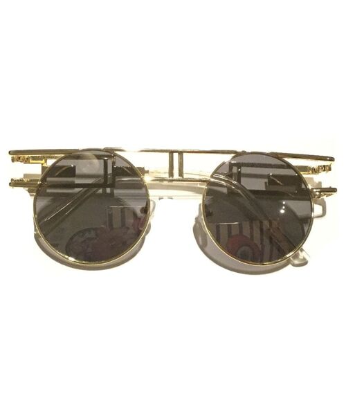Round Retro Frame Sunglasses - Gold