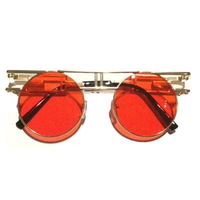 Gafas de sol con montura retro redonda - Rojo