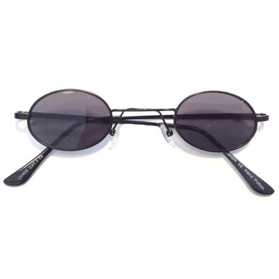 Thin Oval Sunglasses - Black