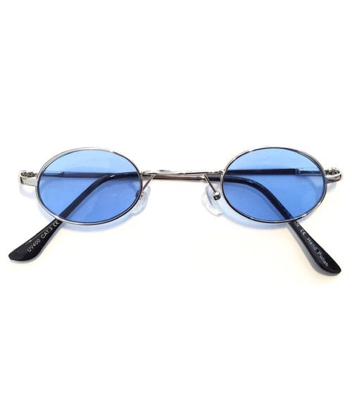 Thin Oval Sunglasses - Blue