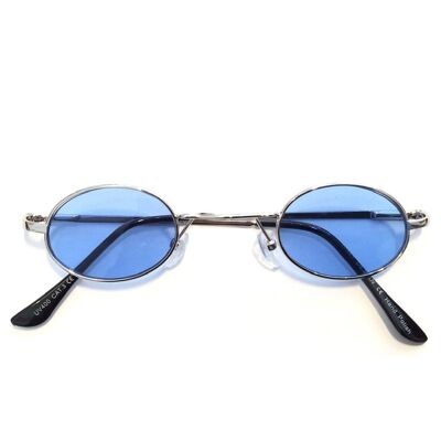 Thin Oval Sunglasses - Blue