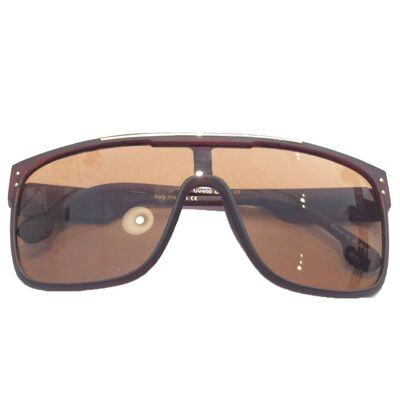 Oversized Rectangular Sunglasses - Brown