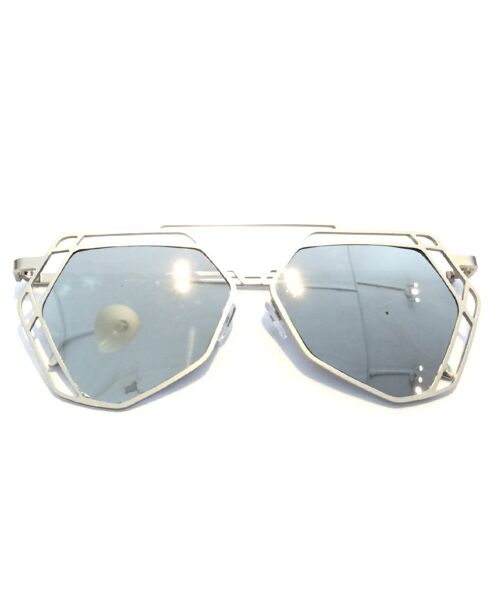 Retro Geometric Sunglasses - Silver