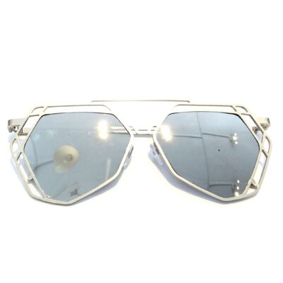 Geometrische Retro-Sonnenbrille - Silber