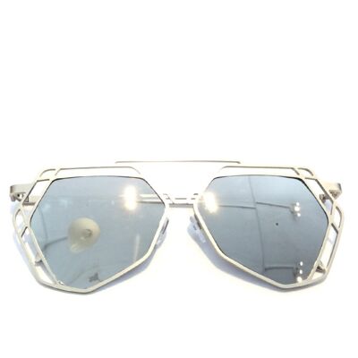 Retro Geometric Sunglasses - Silver