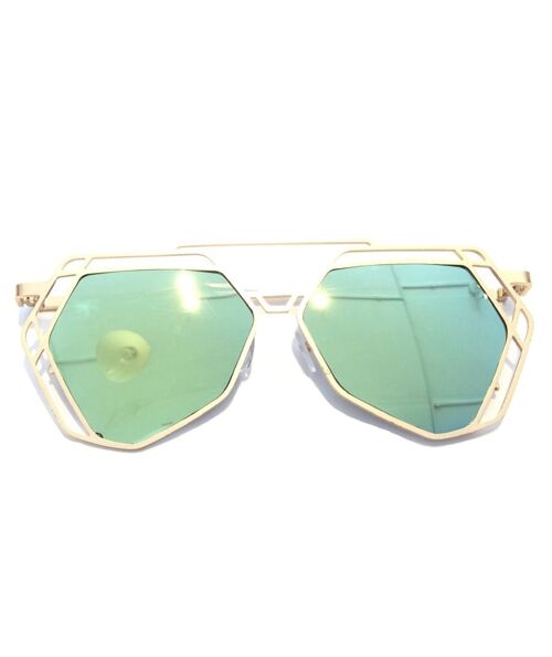 Retro Geometric Sunglasses - Gold
