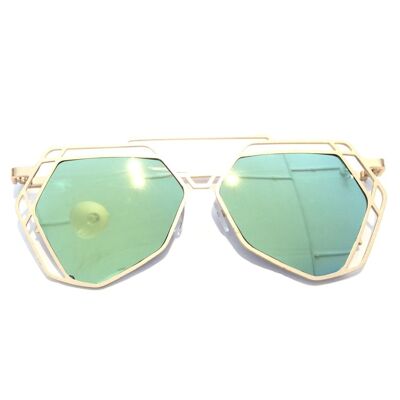 Retro Geometric Sunglasses - Gold