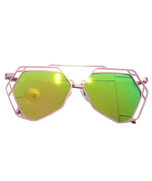 Retro Geometric Sunglasses - Pink