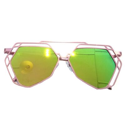 Retro Geometric Sunglasses - Pink