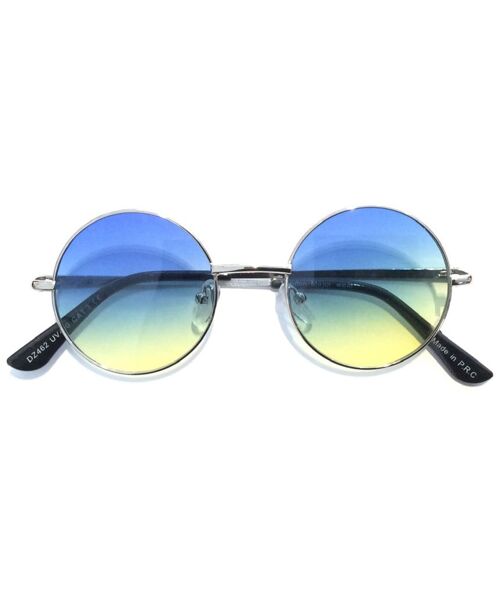 Double Color Round Sunglasses - Blue & Yellow