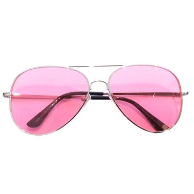 Colored Aviator Sunglasses - Pink