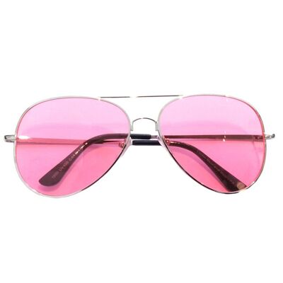 Lunettes de soleil aviateur colorées - Rose