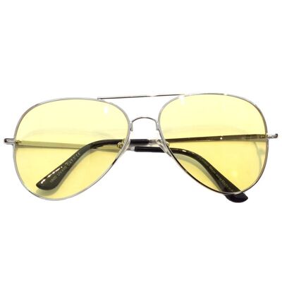 Lunettes de soleil aviateur colorées - Jaune