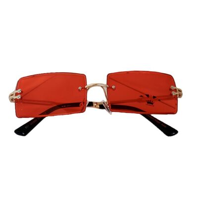 Lunettes de soleil rectangulaires - Rouge