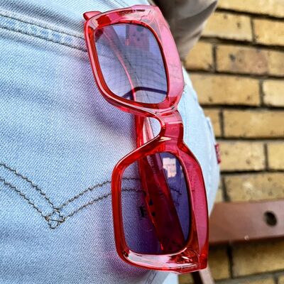 Sonnenbrille mit großem Rahmen - Rot