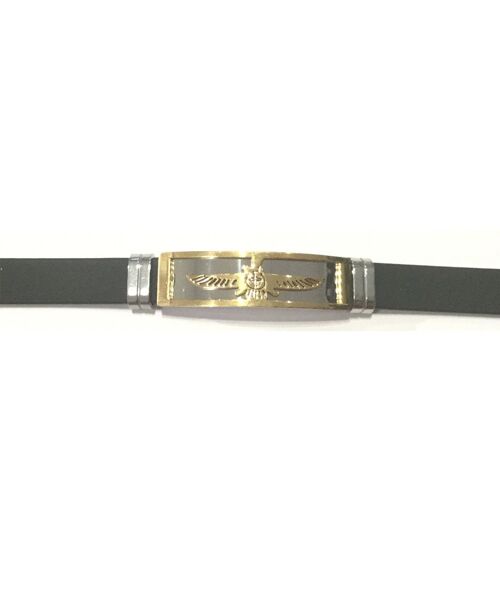 Stainless Steel Leather Bracelet - Gold
