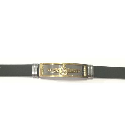 Stainless Steel Leather Bracelet - Gold