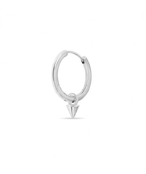 Stainless Steel Hoop Earring with Cone - Silver Small