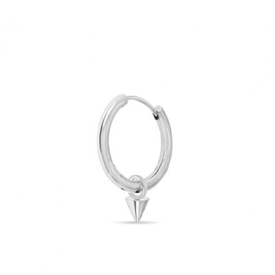 Stainless Steel Hoop Earring with Cone - Silver Small