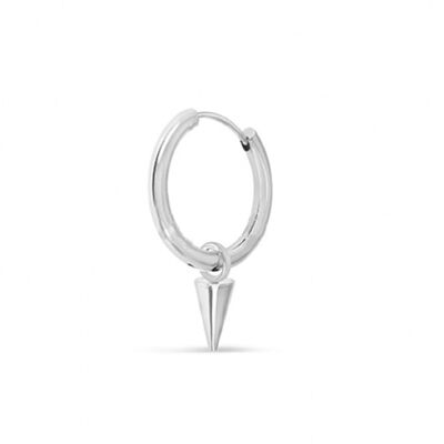 Stainless Steel Hoop Earring with Cone - Silver Medium
