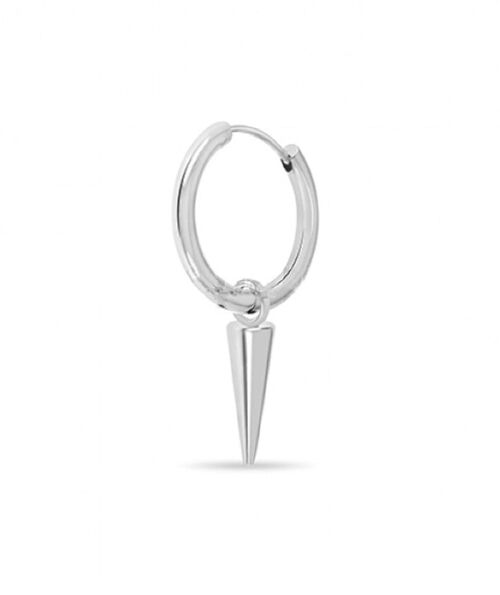 Stainless Steel Hoop Earring with Cone - Silver Large