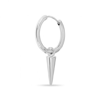 Stainless Steel Hoop Earring with Cone - Silver Large