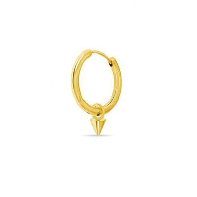 Stainless Steel Hoop Earring with Cone - Gold Small