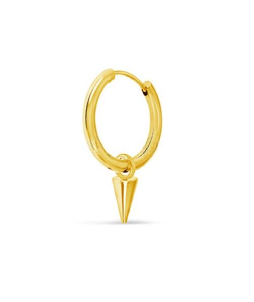 Stainless Steel Hoop Earring with Cone - Gold Medium