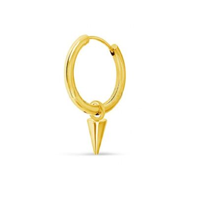 Stainless Steel Hoop Earring with Cone - Gold Medium