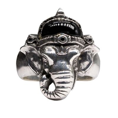 Elefante d'argento premium con anello per cappello nero