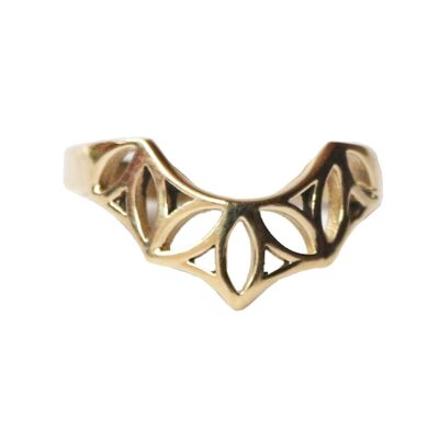Geometric Flower Ring - Gold