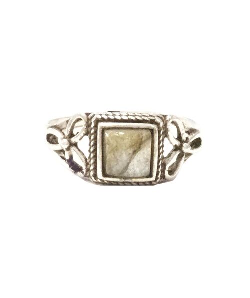 Small Stone Ring - Silver & Grey