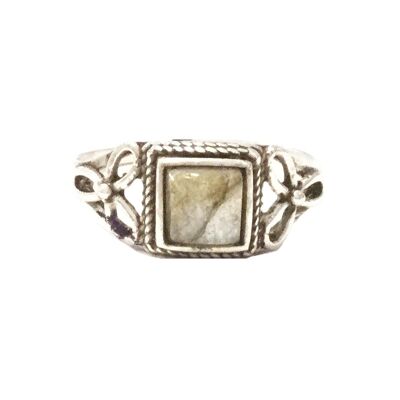 Small Stone Ring - Silver & Grey