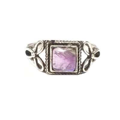 Small Stone Ring - Silver & Purple
