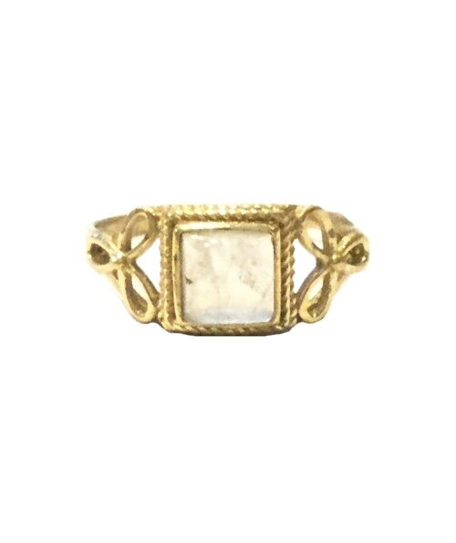 Small Stone Ring - Gold & White
