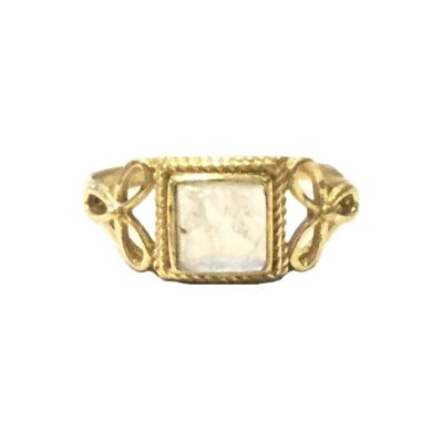 Small Stone Ring - Gold & White
