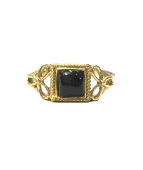 Small Stone Ring - Gold & Black